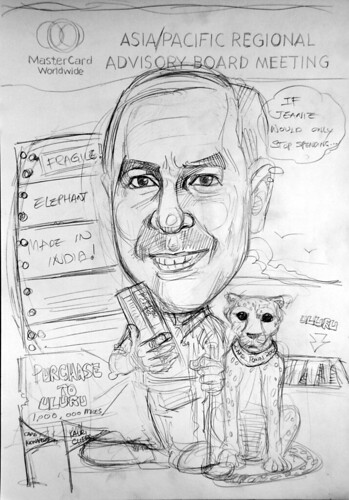 Caricature of Heuer Mastercard pencil sketch 2