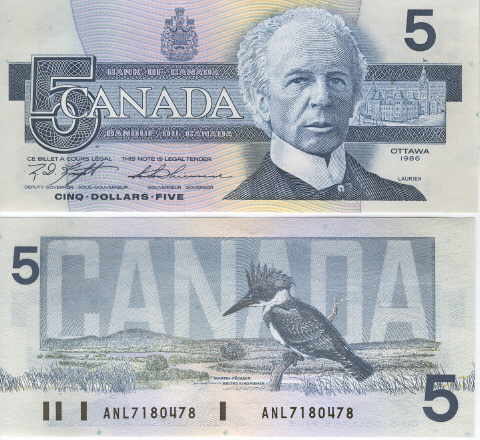 5 Canadian Dollars