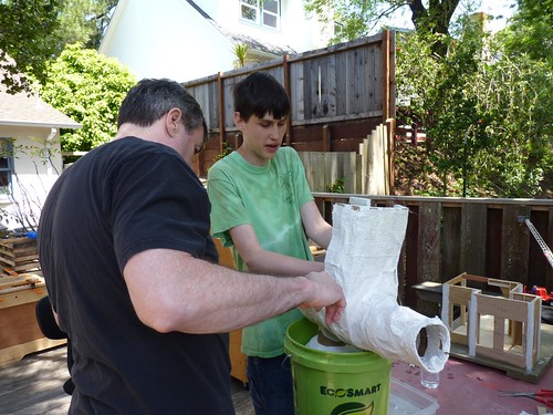 Andrew adding more plaster cloth