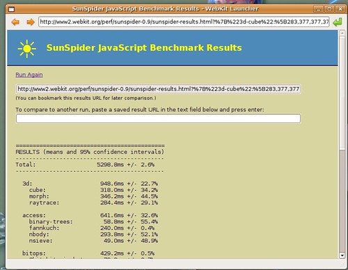 5298 ms pour Webkit sur SunSpider