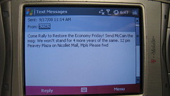Barack Obama Text Message - 09/17/08 - Come Rally To Restore The Economy by DavidErickson