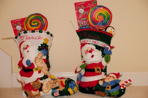 The stockings were so full we had to kind of lean them up against the wall