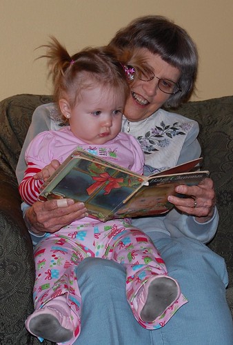 Ardyn reading with Great Grandma Rodgers