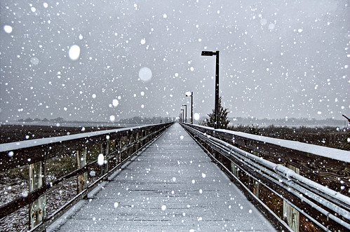橋と雪景色画像
