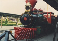 Smokey Nountain Railroad # 23 on display. The Chattanooga Choo Choo Holiday Inn Hotel. Chattanooga Tennesee. May 1990.