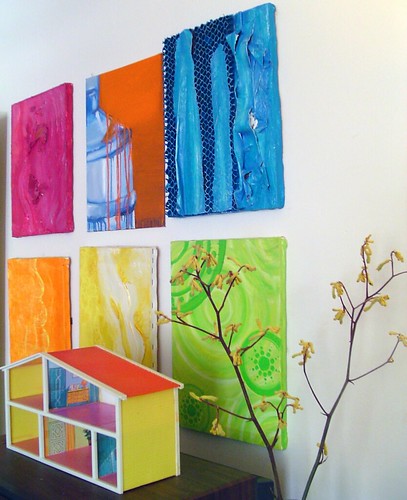 my paintings with blue box house 5