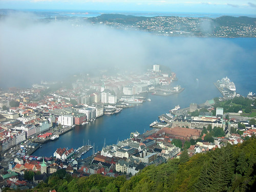 View of Vagen Harbor through the clouds