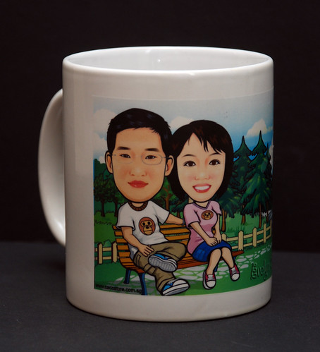 Couple caricatures printed on mug