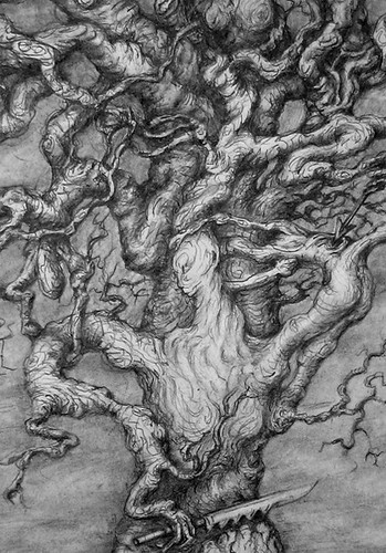 tree drawing with roots. tree drawing