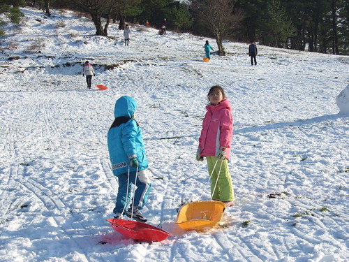 sledging in the snow by you.