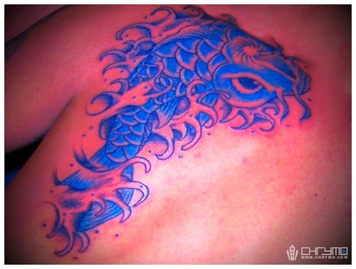 My first share is a "Koi" tattoo on a back of a friend, it was just a day 