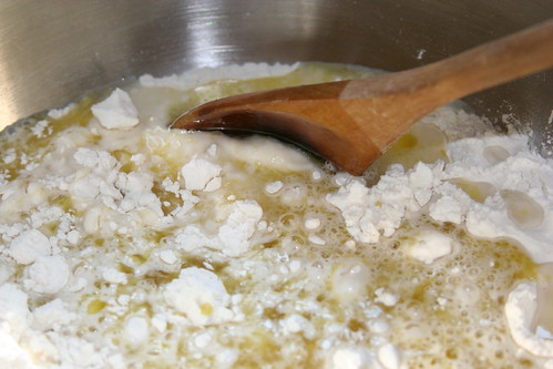 adding wet to dry ingredients