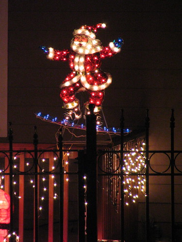 Santa surfing the south slope of Beacon Hill.