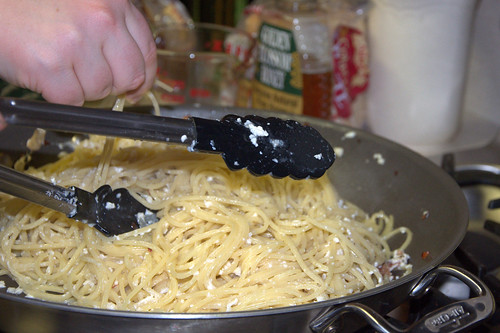 Spaghetti Carbonara Before Egg Yolks