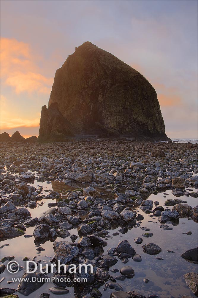 Haystack Rock at sunset