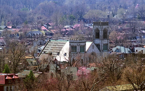 Saint Margaret of Scotland Church, in Saint Louis, Missouri, USA from the Compton Hill Water Tower