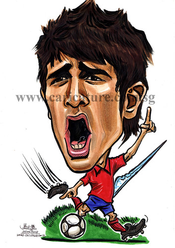 Caricature of David Villa colour watermark