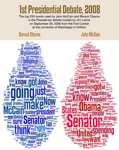 Top 250 words spoken at 1st Obama-McCain presidential candidate debate