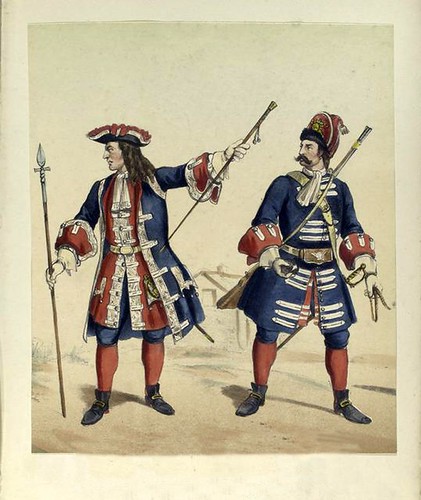 023-Regimientos de guardias de infanteria española y Valona. oficial y granadero años 1710 a 1718
