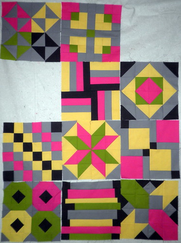 Blocks 1 though 8: Patchwork Squared Modern Solid's Quilt Along