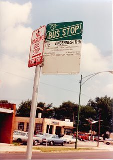 1960's era CTA bus stop sign. Chicago Illinois. August 1990.