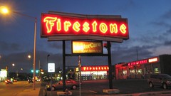 The Firestone Tire and Auto Center at Harlem and Sunnyside Avenues. Harwood Heights Illinois. August 2008.