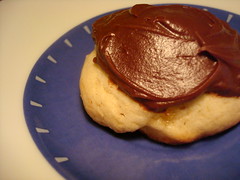 Chocolate-topped Banana shortbread cookies