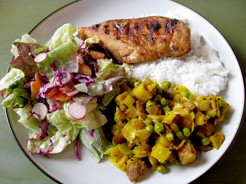 Spiced grilled chicken with Bombay Potato