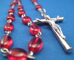 Garnet Oval Glass Rosary