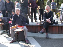old people playing instruments at Xihu (Hangzhou)
