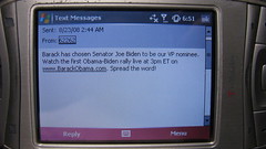 Barack Obama Text Message - 08/23/08 - Barack Has Chosen Senator Biden by DavidErickson