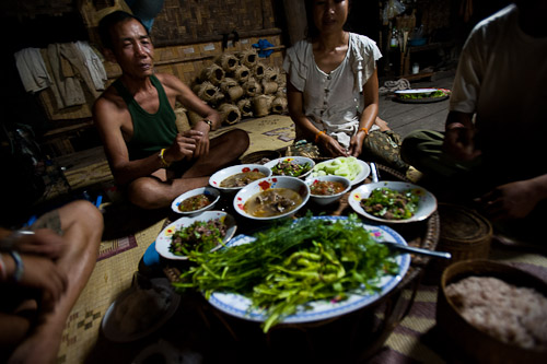 Making dinner with a Lao family in the central Lao village of Ban Hat Khai
