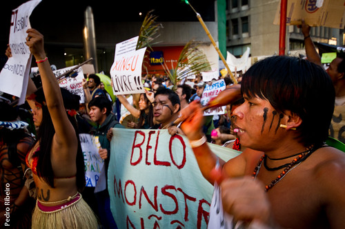Indigenous communities demonstrate against Belo Monte, June 2011. Photo by Pedro_dm_Ribeiro on Flickr (CC-BY-NC 2.0).