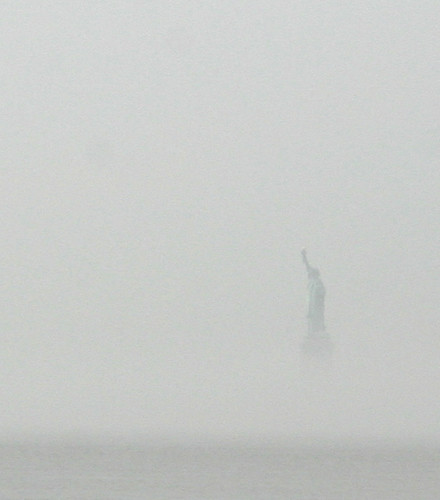 Statue of Liberty in the Fog from the SI Ferry Terminal