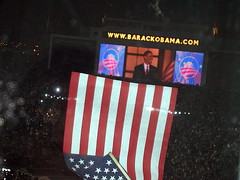 WAVING A FLAG AT THE OBAMA SPEECH