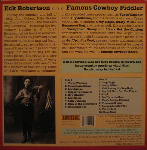 Eck Robertson LP back by you.