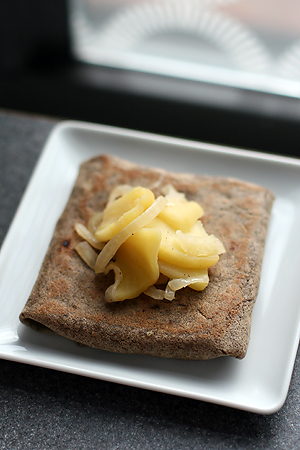 Buckwheat Crepes with Apples and Gruyere