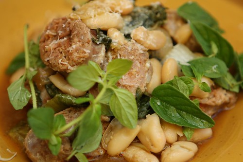 Stewed Escarole with Linguiça and Cannellini Beans