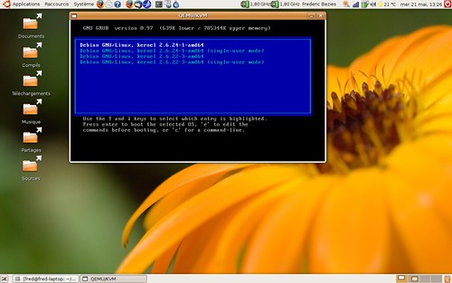 Le démarrage de Debian Lenny avec les deux noyaux 2.6.22 et 2.6.24