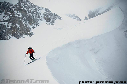 Steve Romeo skis on Dinwoody Glacier