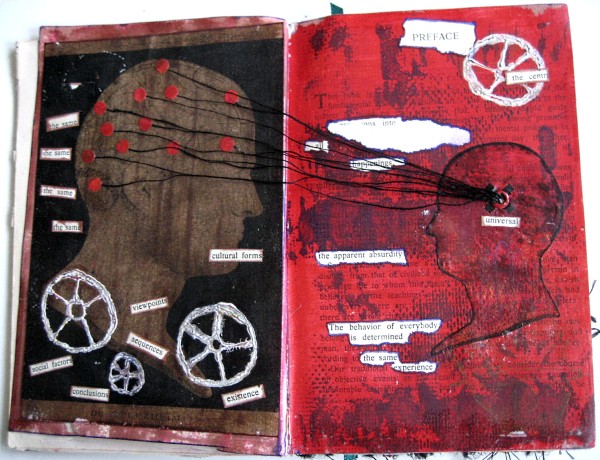 Altered book workbook:  2-page spread