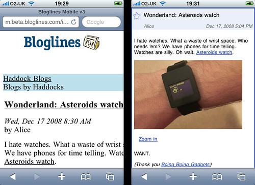 Bloglines Beta mobile vs Google Reader mobile (2)
