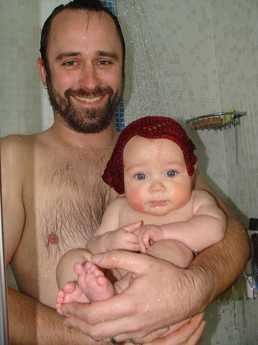 Papa and Silas in the shower