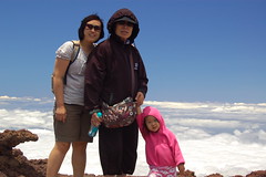 Mama, Grandma, and Aki at the top of Maui