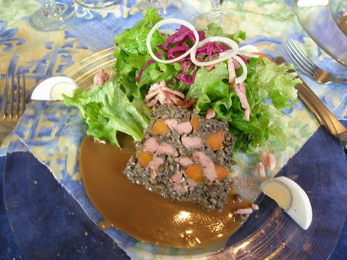 21.12.08 Lunch at Les Tilleuls in Souillac - Starters - Presse de lentilles aux aiguillettes de canard
