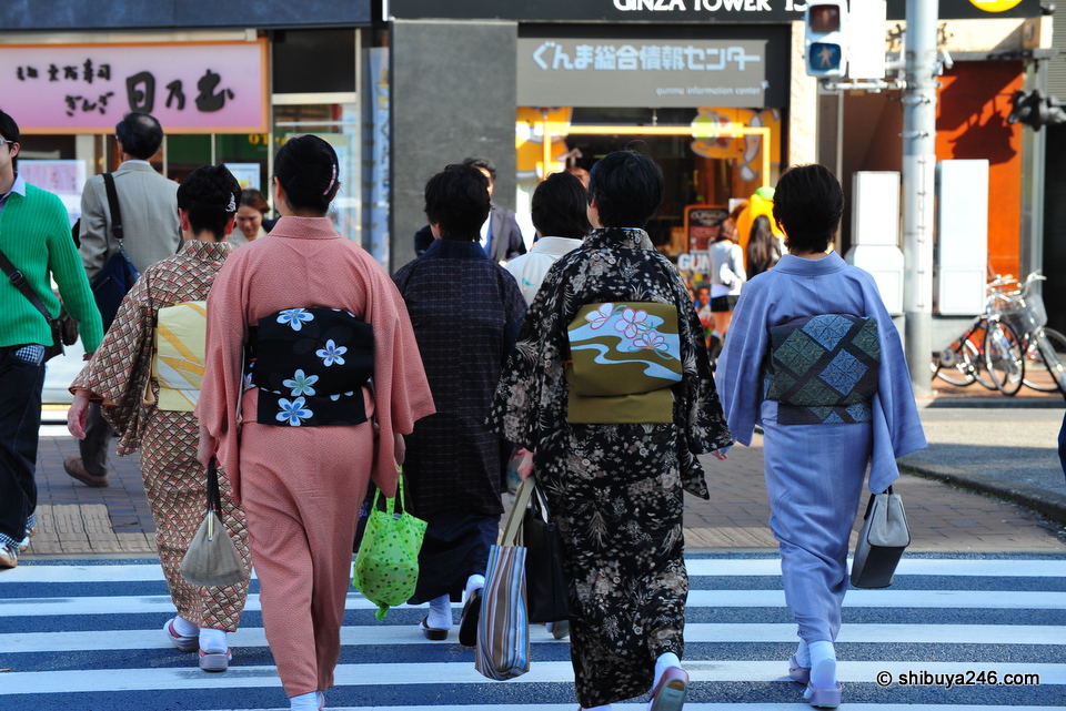 Kimonos on display in the Ginza.