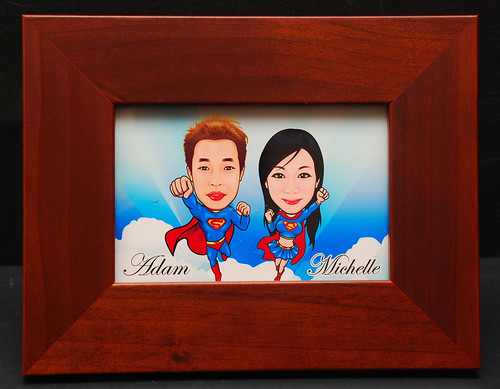 caricatures on ceramic tile with frame 8