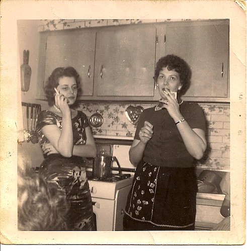 Mundelein, IL, My grandma Jean and her sister. She apparently had a suitcase of pills. Yeah, that's what doctors did for stressed out, suburban housewives in the 50s.  - whatchumean via Flickr