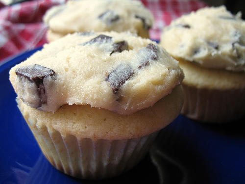 Chocolate chip cookie dough-topped cupcakes