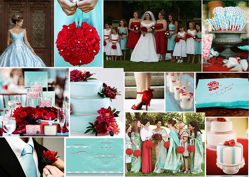red white teal wedding theme